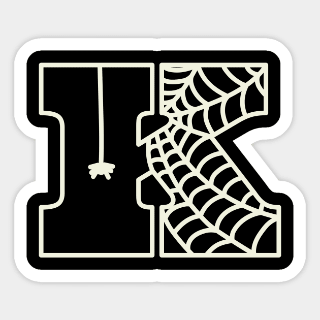 Halloween Letter K Initial Monogram with Spiderweb Sticker by Sunburst Designs